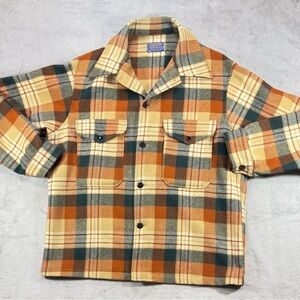 Vintage 60’s70’s Pendleton Wool Jacket Blue Tag Tan Brown Green CPO Workwear L.
